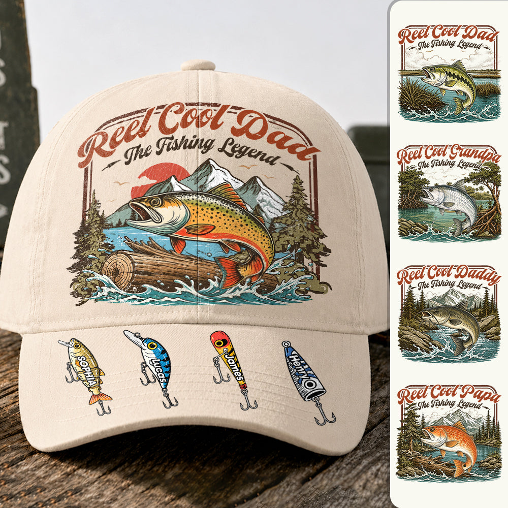 Reel Cool Dad - Personalized Cap For Fishing Dad Grandpa - Perfect Family Gift NA04 Hv01