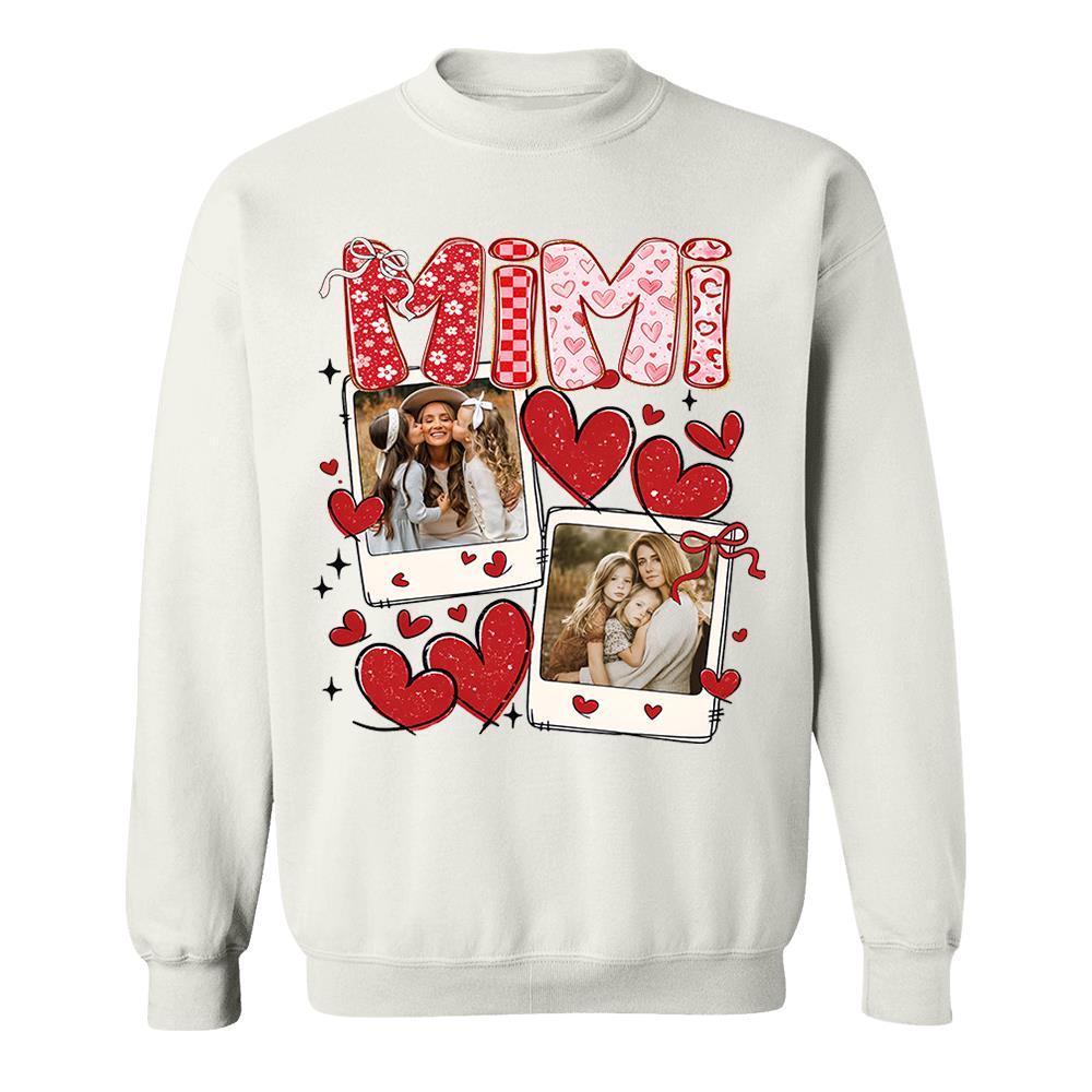 Custom Mama Valentine Glitter Upload Photo Shirt, Leopard Checkered Valentine Vr2