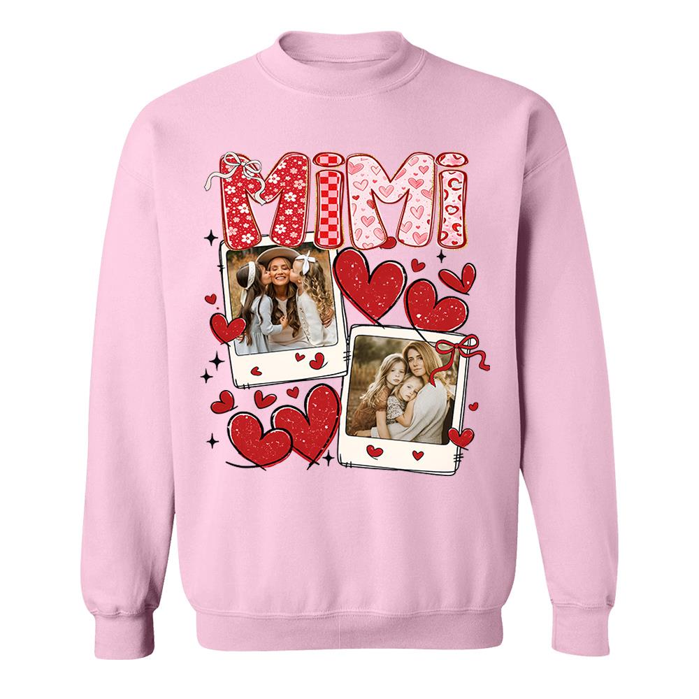 Custom Mama Valentine Glitter Upload Photo Shirt, Leopard Checkered Valentine Vr2