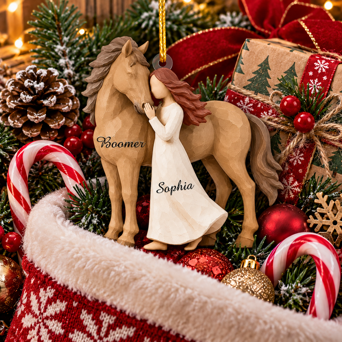 Personalized Girl And Horse Christmas Ornament, Horse Lover Gift VH01