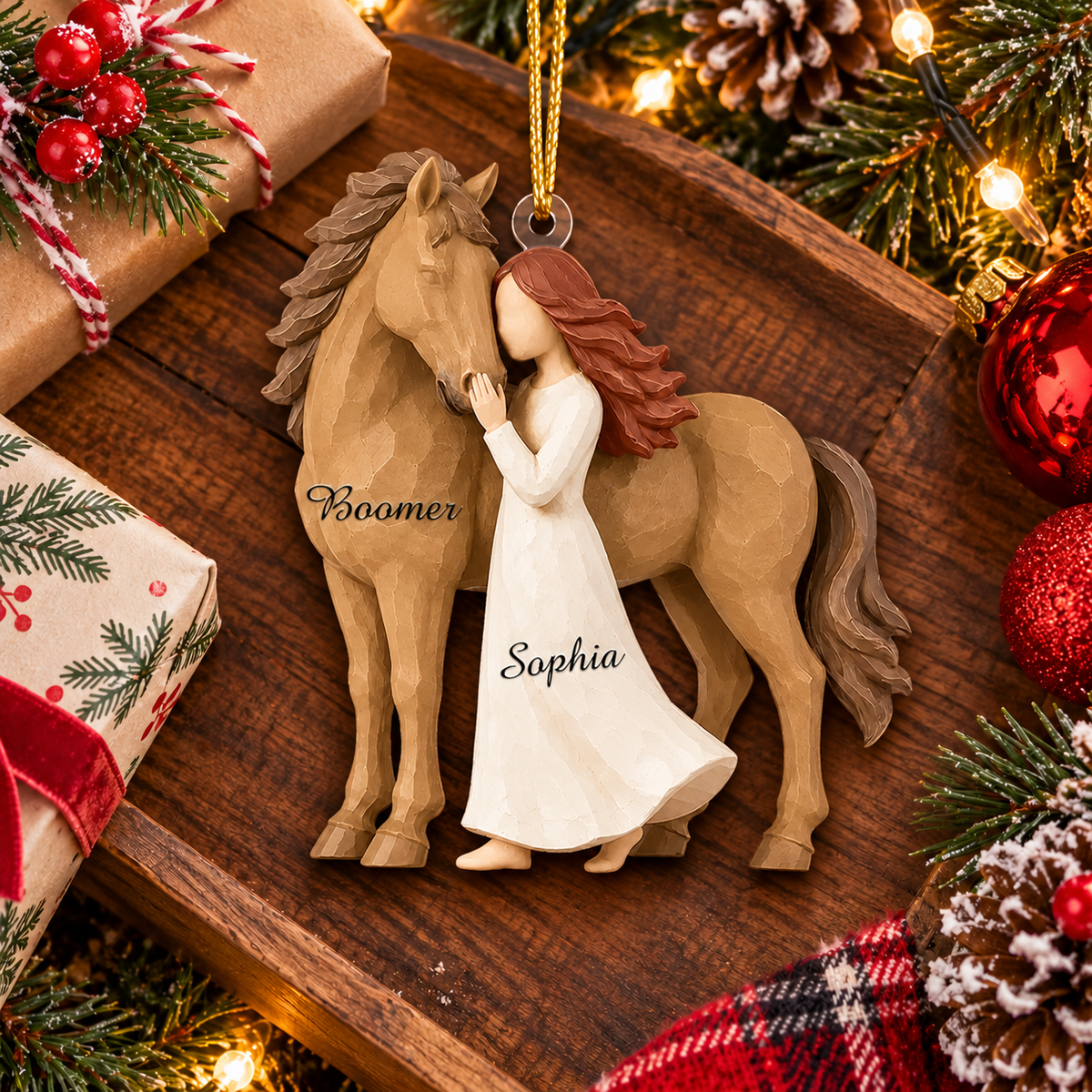 Personalized Girl And Horse Christmas Ornament, Horse Lover Gift VH01