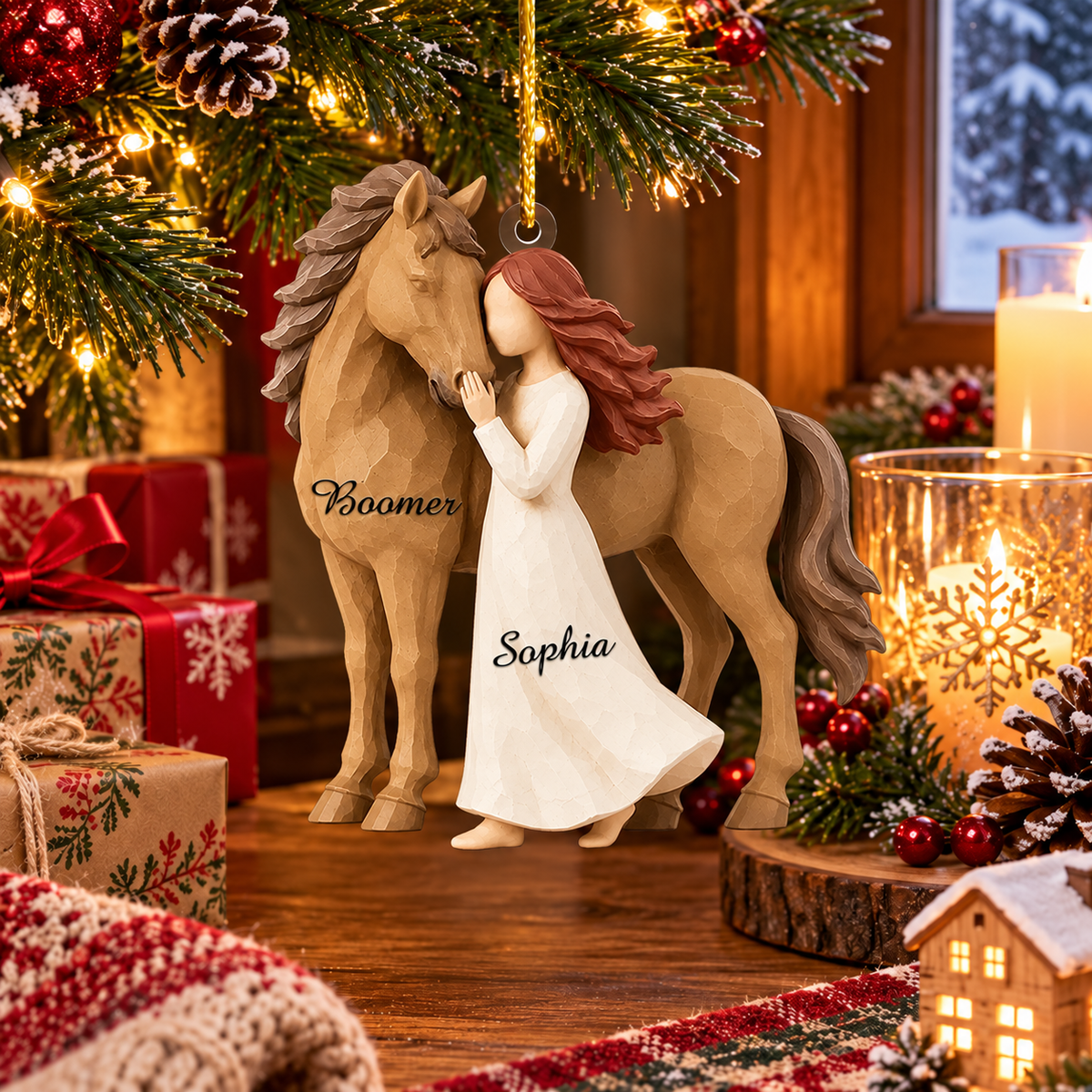 Personalized Girl And Horse Christmas Ornament, Horse Lover Gift VH01
