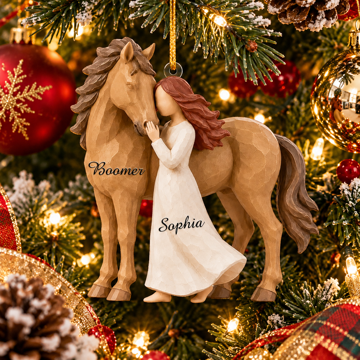 Personalized Girl And Horse Christmas Ornament, Horse Lover Gift VH01