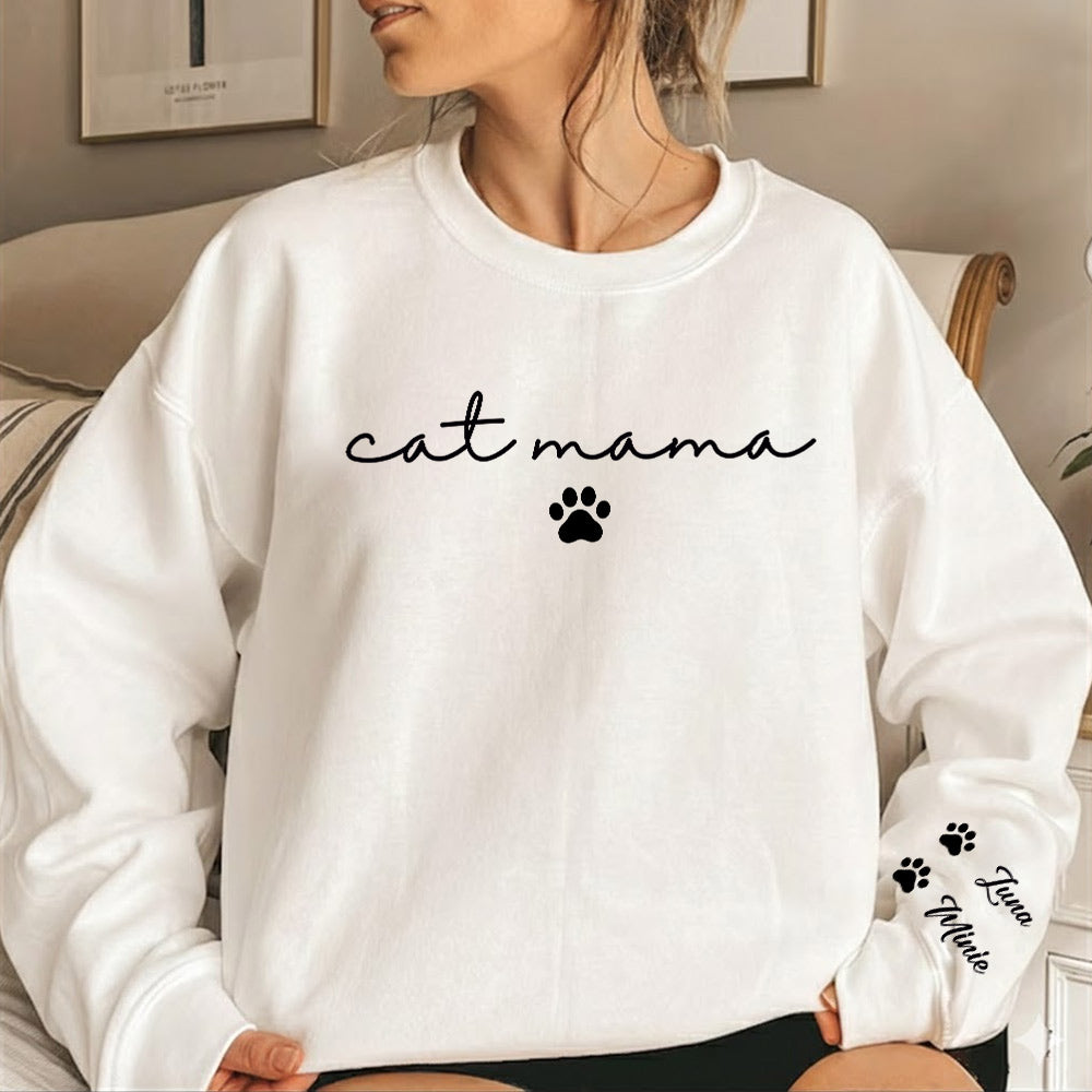 Personalized Cat Mama Sweatshirt With Cat Name, Custom Cat Mom Hoodie, Cute Cat Mommy Outfit, Cat Owner Clothing, Happy Mother's Day Gifts Li29