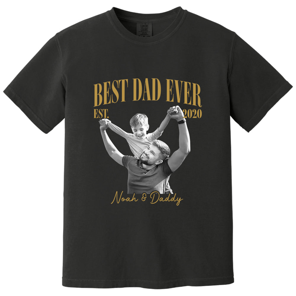 Best Dad Ever Vintage Photo Shirt, Personalized Dad Picture Shirt With Kids Photo, Father's Day Shirt, New Dad Gift MI209 VH01