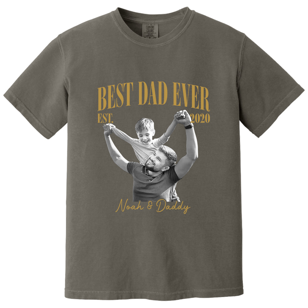 Best Dad Ever Vintage Photo Shirt, Personalized Dad Picture Shirt With Kids Photo, Father's Day Shirt, New Dad Gift MI209 VH01