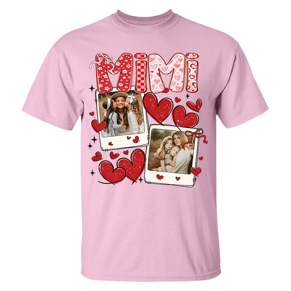Custom Mama Valentine Glitter Upload Photo Shirt, Leopard Checkered Valentine Vr2