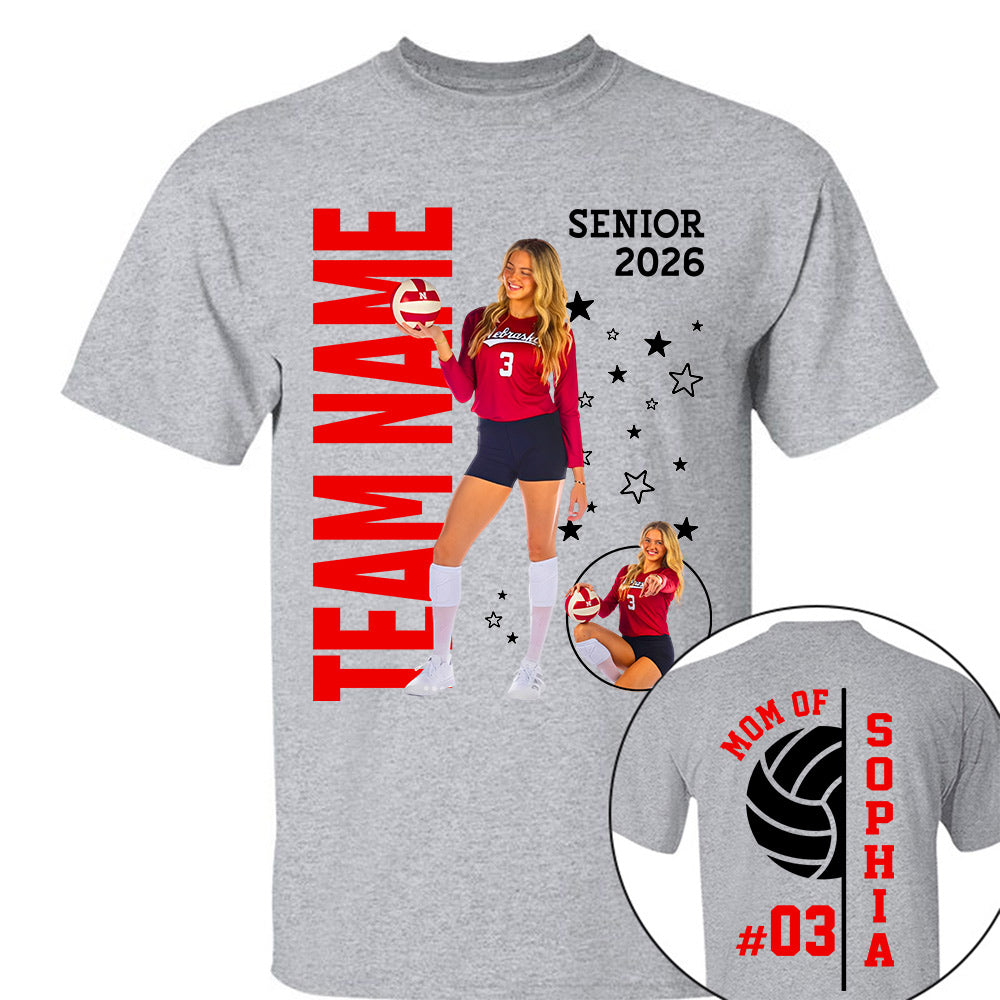 Custom Volleyball Mom Shirt, Personalized Photo TShirt, Volleyball Season Game Day Tops NA04