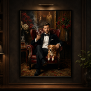 Personalized Dogfather Pet Portrait Canvas – Custom Upload Photo Dog Poster