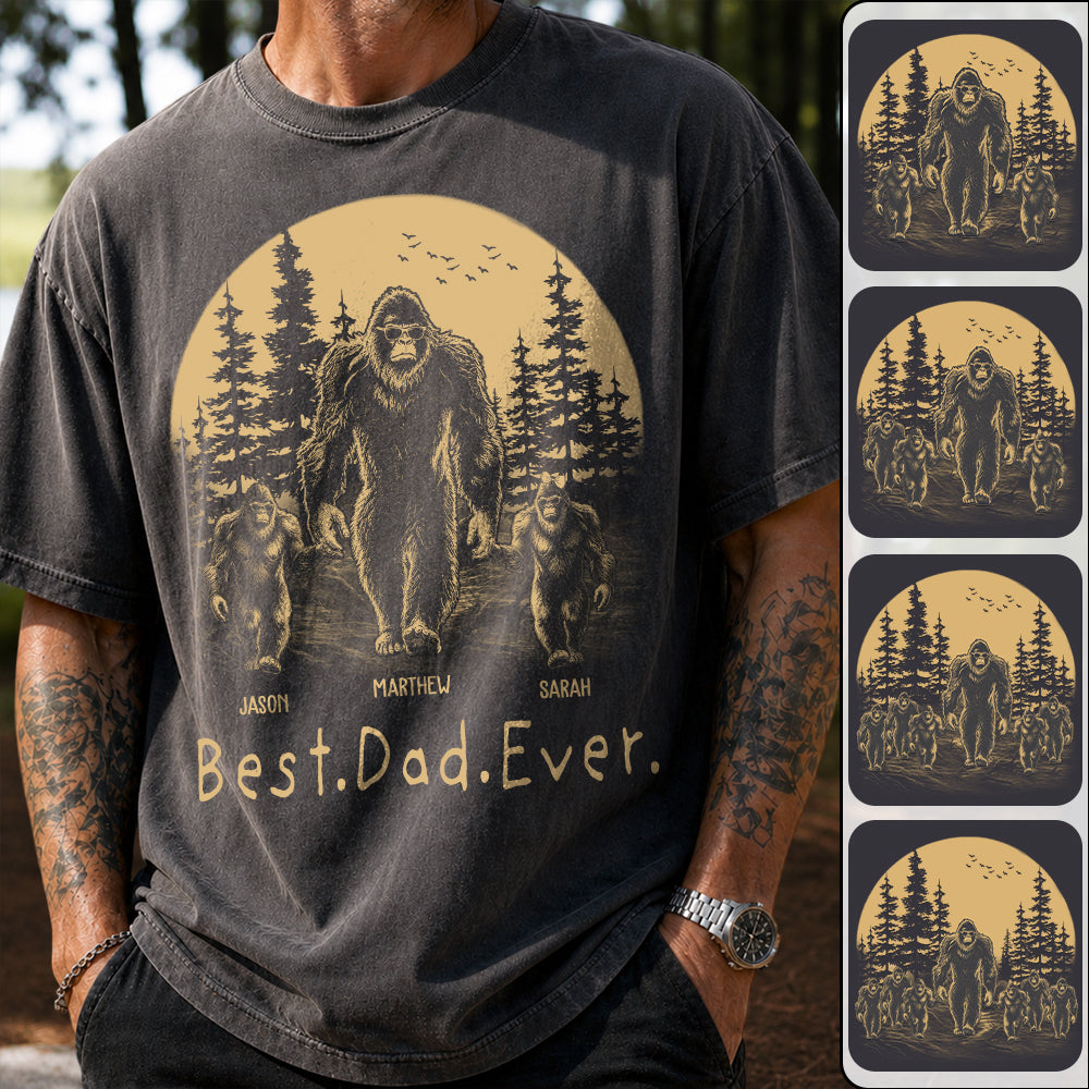 Personalized Dadsquatch T-Shirt Father Day Gifts for Dad Funny Papa Tshirt Cool Daddy Bigfoot Tee