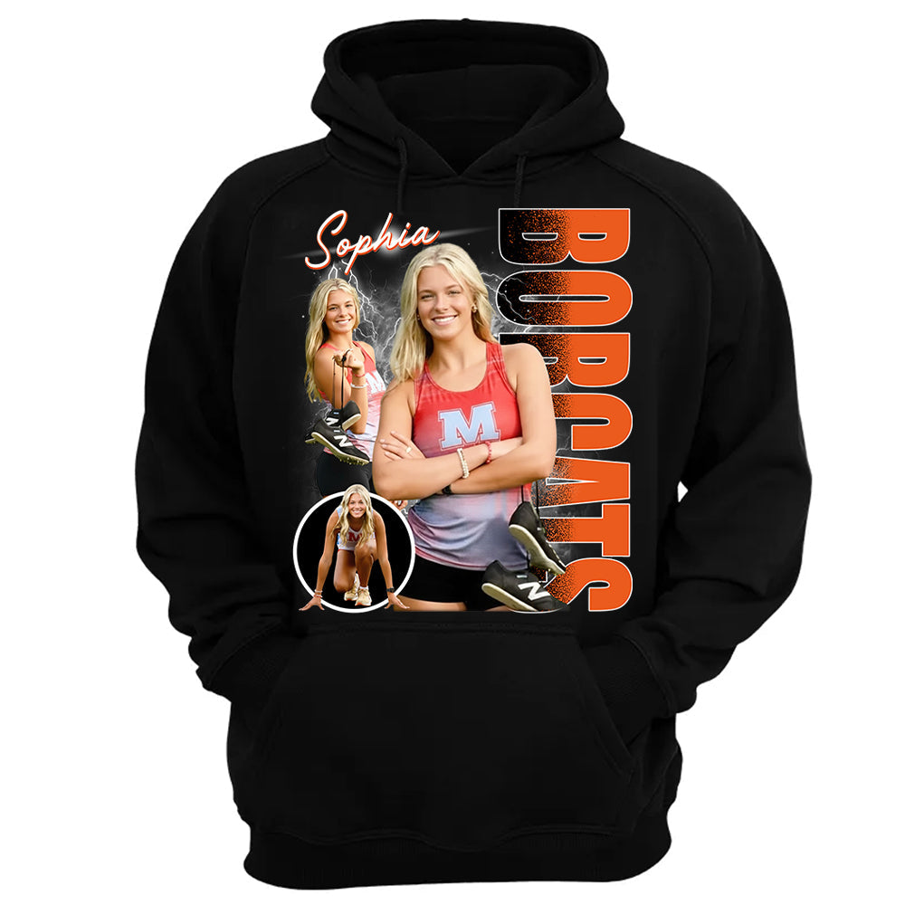 Custom Photo Track & Field Player Shirt - Personalized Team Name School Name Bootleg Shirt Na02 Li29