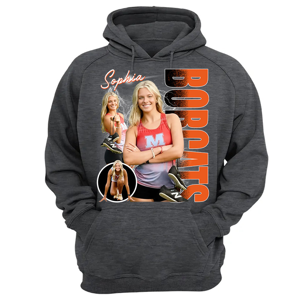 Custom Photo Track & Field Player Shirt - Personalized Team Name School Name Bootleg Shirt Na02 Li29