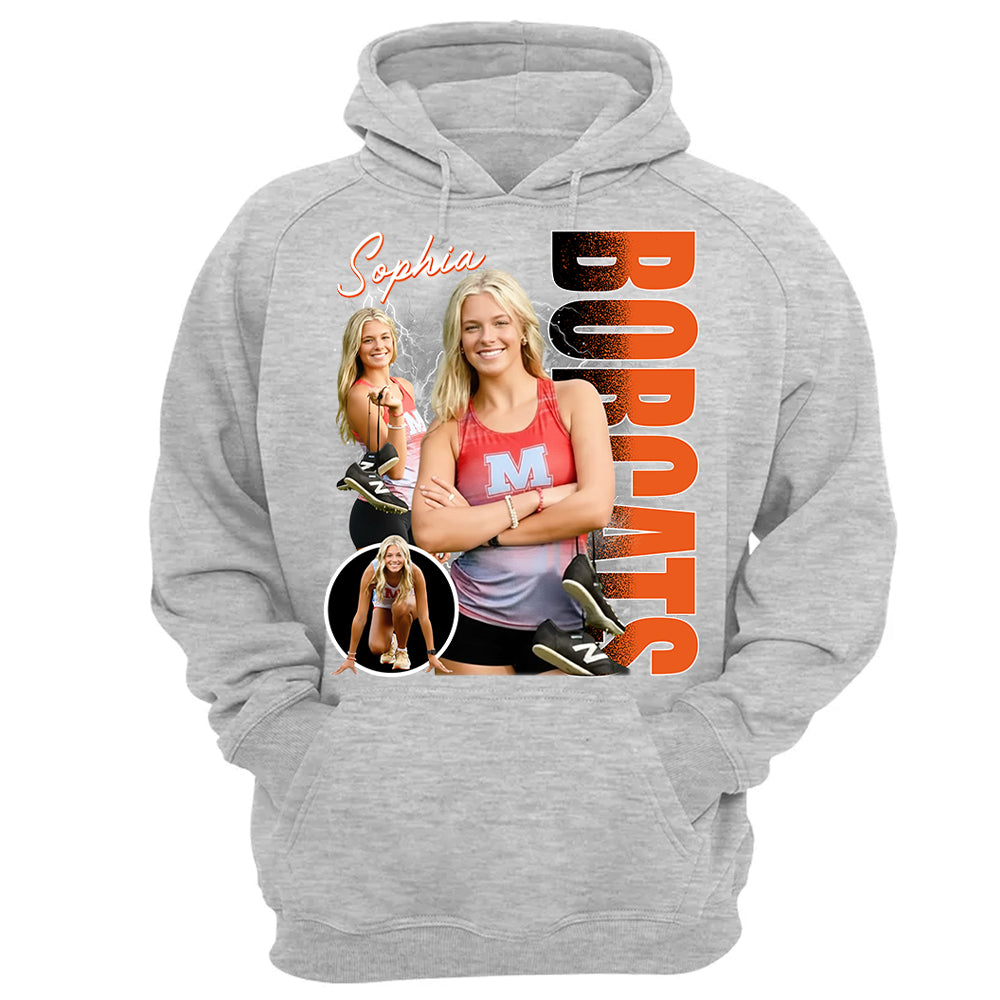 Custom Photo Track & Field Player Shirt - Personalized Team Name School Name Bootleg Shirt Na02 Li29