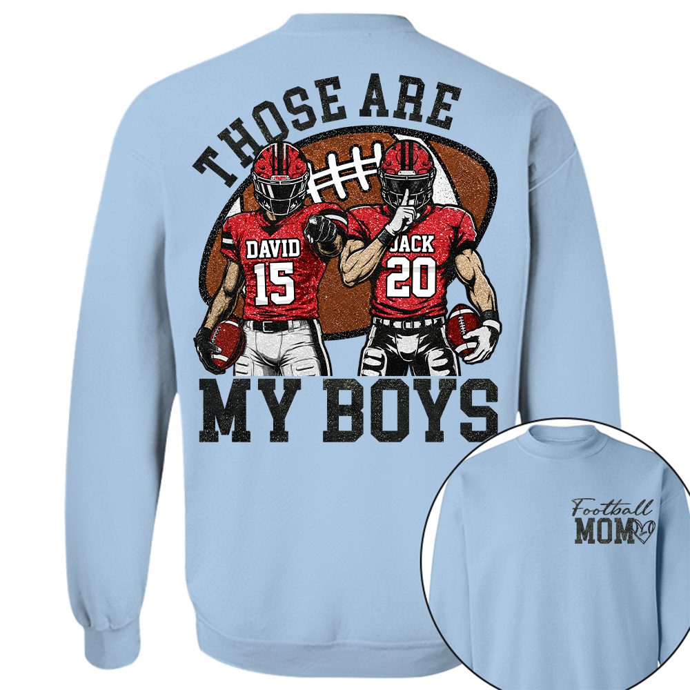 Personalized Football Mom Shirt, Those Are My Boy Sweatshirt, Football Kids Game Day Tee, Retro Cheer Mom Tee Vr2 Na02 Hv01