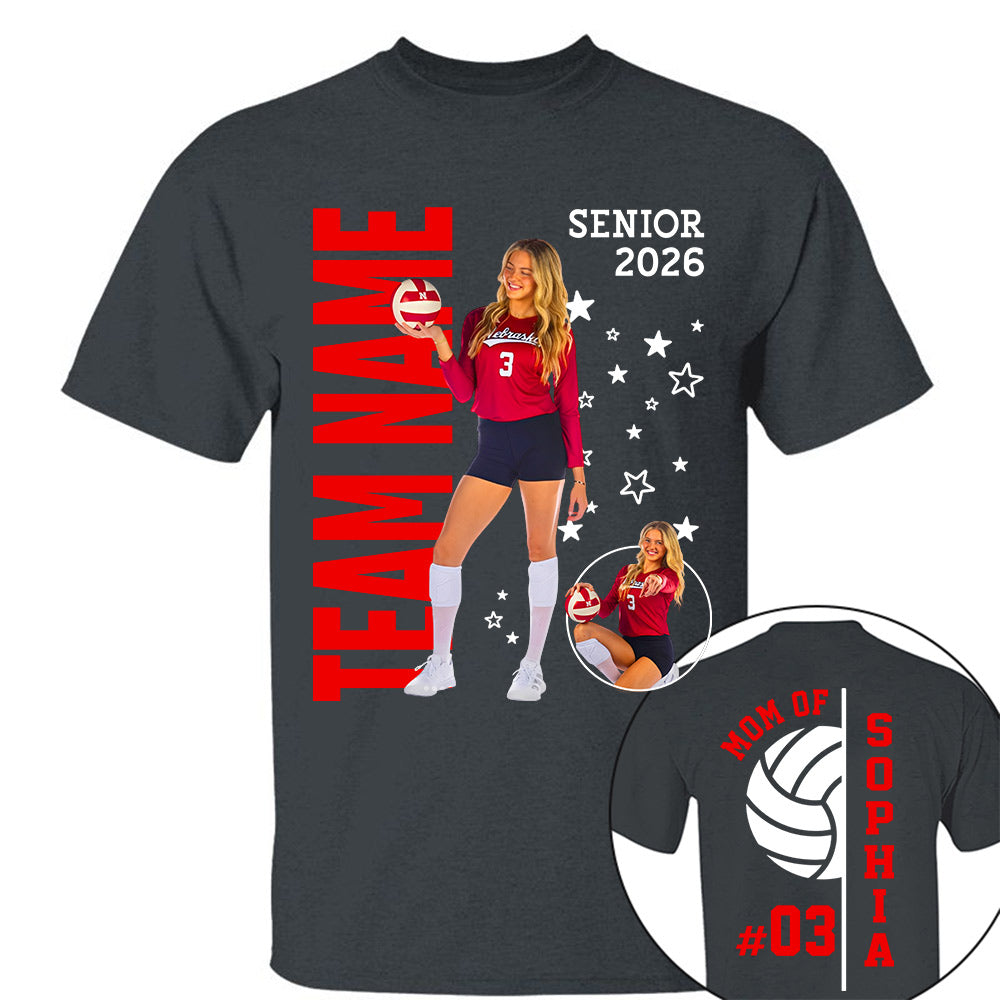 Custom Volleyball Mom Shirt, Personalized Photo TShirt, Volleyball Season Game Day Tops NA04