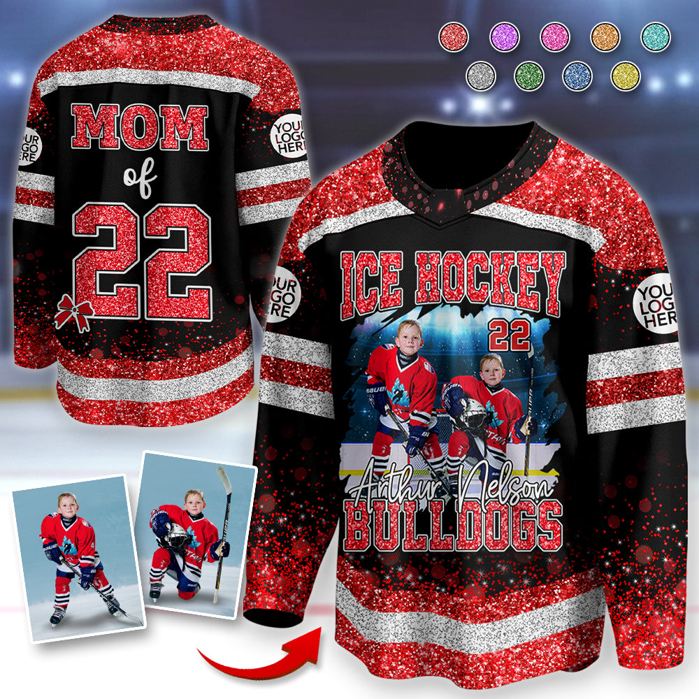 Custom Photo Ice Hockey Jersey For Ice Hockey Lovers - Personalized Ice Hockey Shirt Ice Hockey Mom Grandma Sport Family Lovers T1807 Hv01