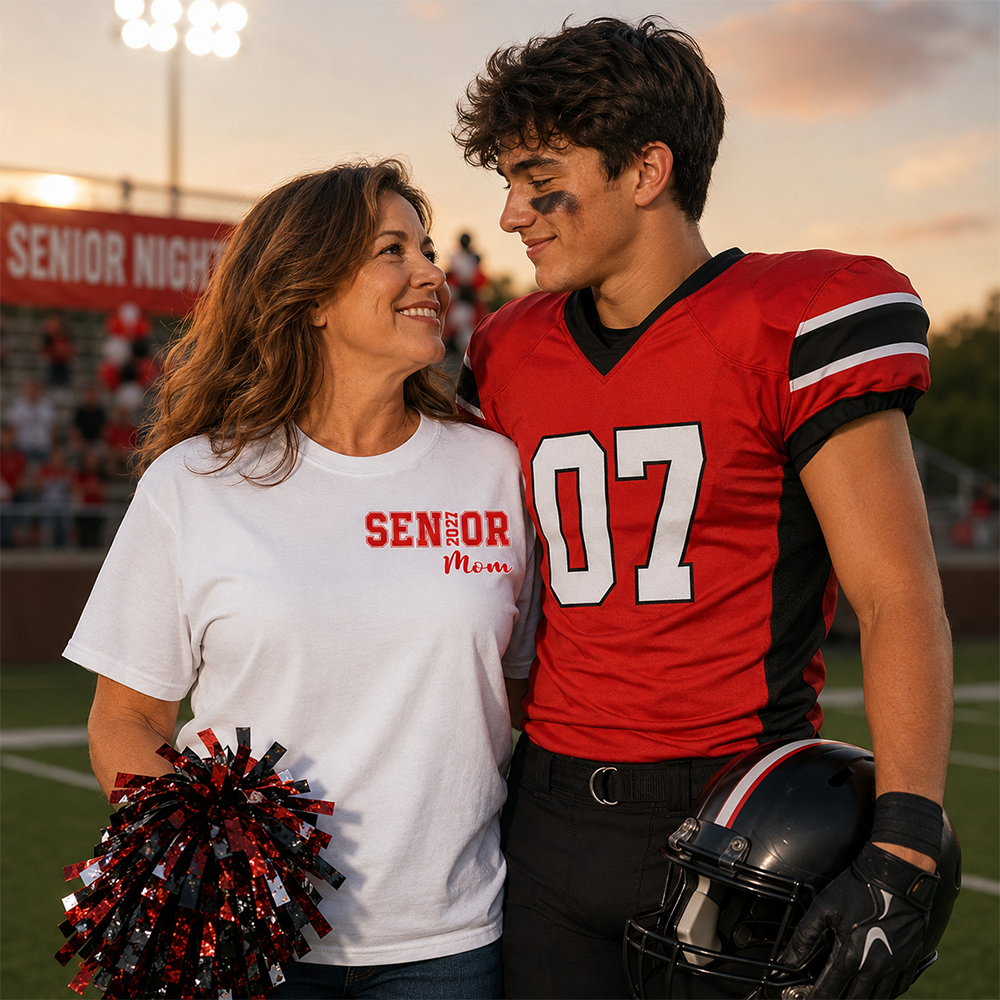 Custom Senior Mom 2027 Football Player Shirt, For Football Lovers L0411 Hv01