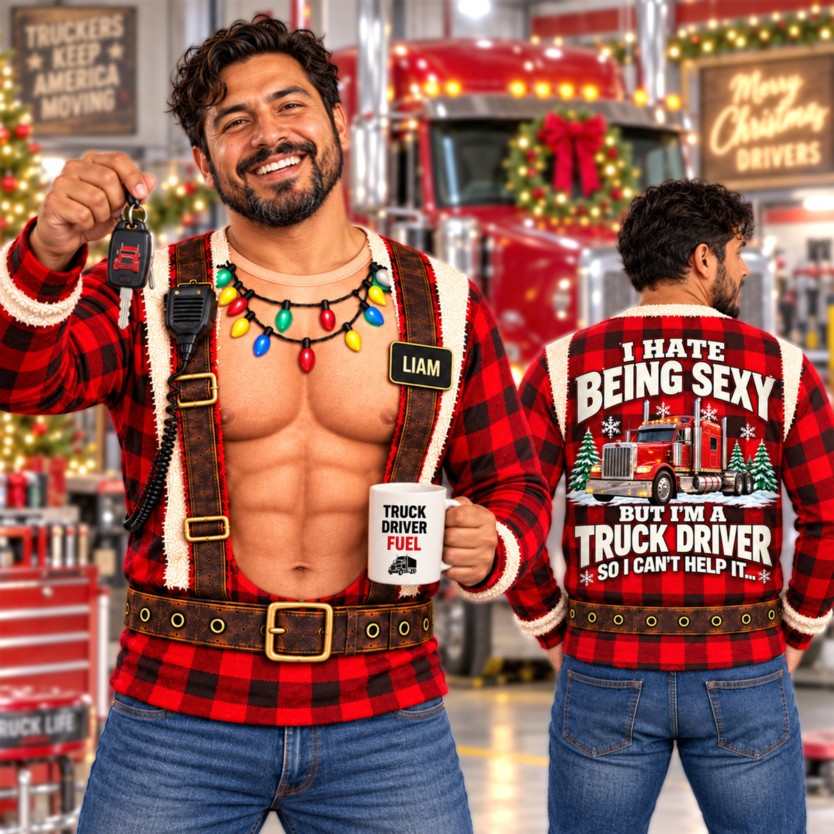 I Hate Being Sexy But I’m a Truck Driver - Funny Truck Driver Christmas Ugly All Over Print Shirt –  Personalized Trucker Gift A2110 Hv01 NT01