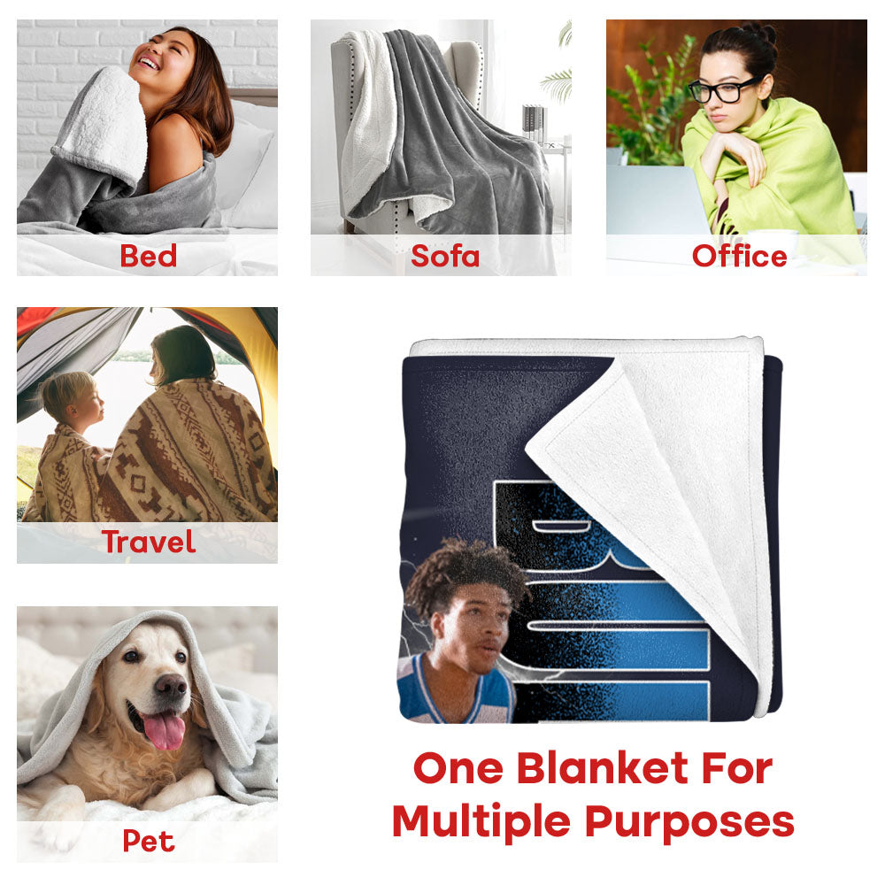 Custom Photo Basketball Player Blanket - Personalized Team Name School Name Bootleg Blanket A2110 Pt99