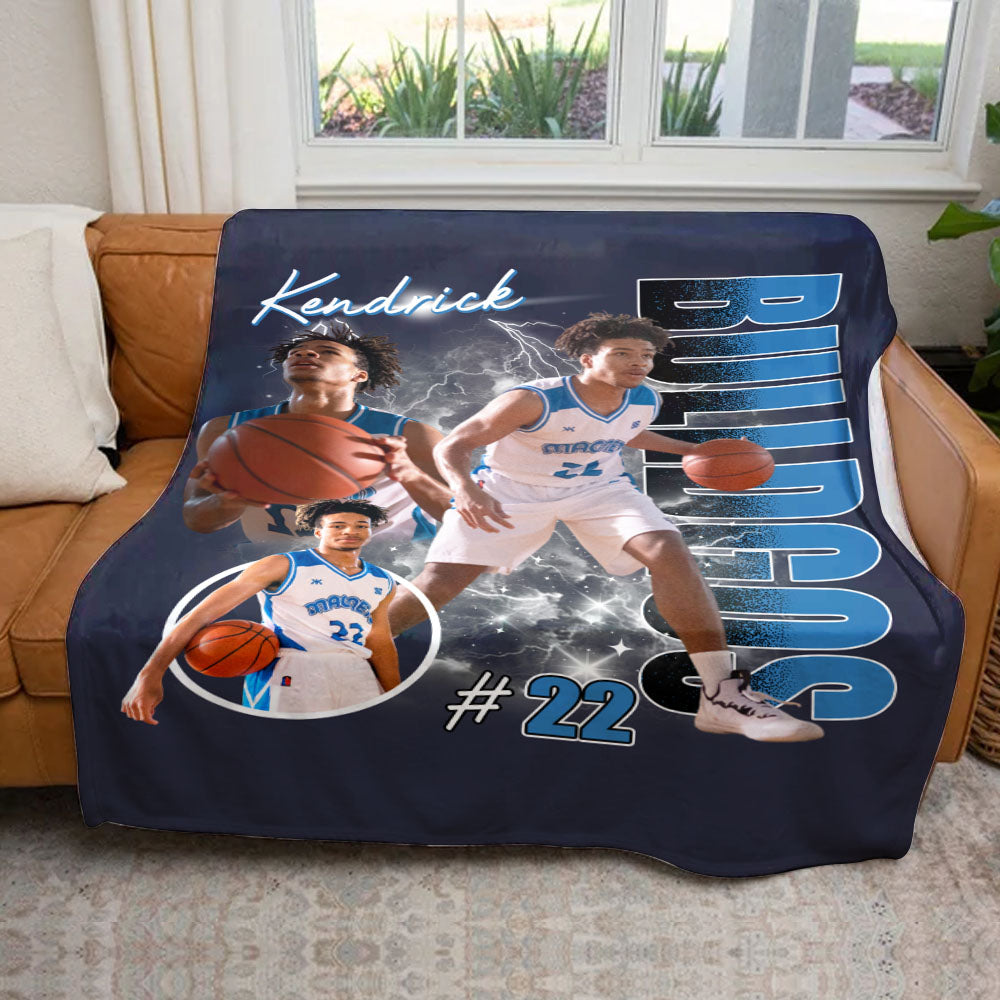Custom Photo Basketball Player Blanket - Personalized Team Name School Name Bootleg Blanket A2110 Pt99