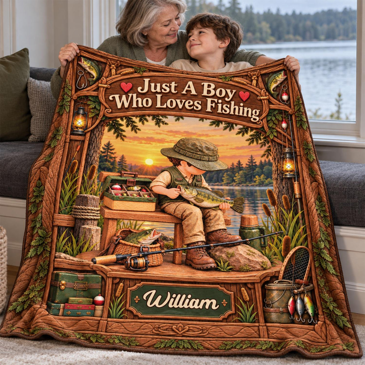 Just A Boy Who Loves Fishing - Personalized Fishing Blanket - Custom Name Gift - Gift For Fishing Lover A2110 Hv01 TL06