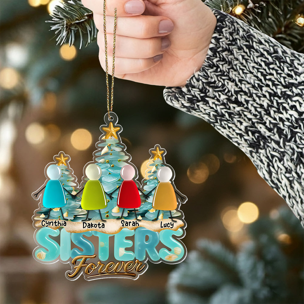 Besties Forever Personalized Sea Glass  3D Effect Ornament For Best Friend Li29
