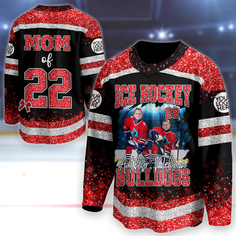 Custom Photo Ice Hockey Jersey For Ice Hockey Lovers - Personalized Ice Hockey Shirt Ice Hockey Mom Grandma Sport Family Lovers T1807 Hv01