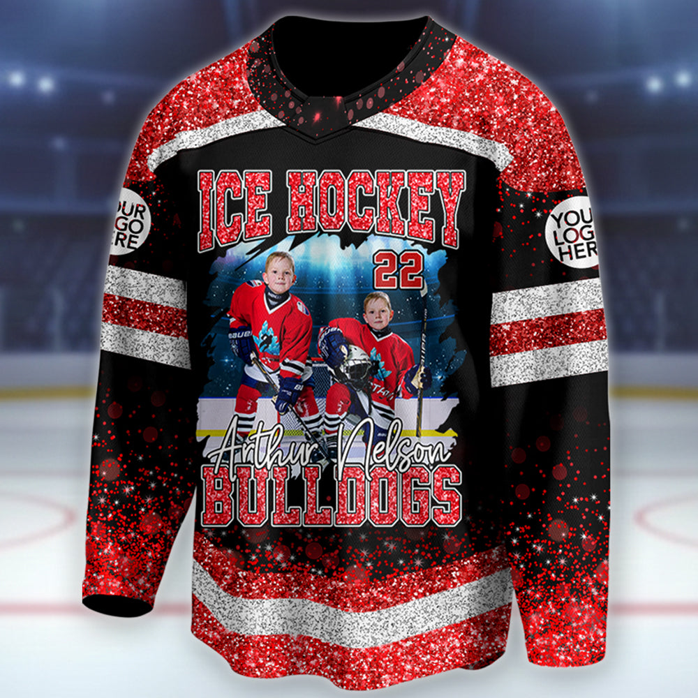 Custom Photo Ice Hockey Jersey For Ice Hockey Lovers - Personalized Ice Hockey Shirt Ice Hockey Mom Grandma Sport Family Lovers T1807 Hv01