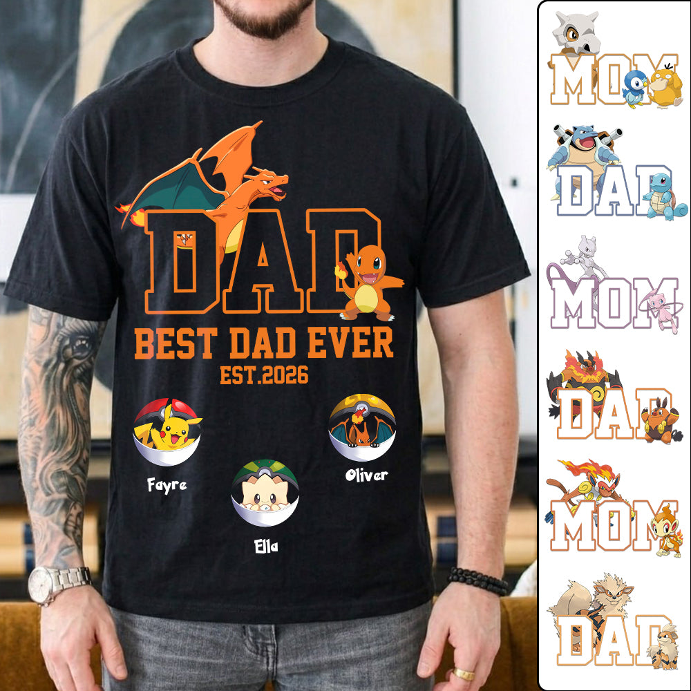 Pokedad Best Dad Ever, Personalized PokeDad Dad Est Shirt, Gift For Father's Day, Gift For Dad Husband MI209 TH23
