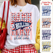 Game Day Striped School Mascot Shirt, Personalized Football School Spirit, Gifts For Teacher Student MI209 Hv01