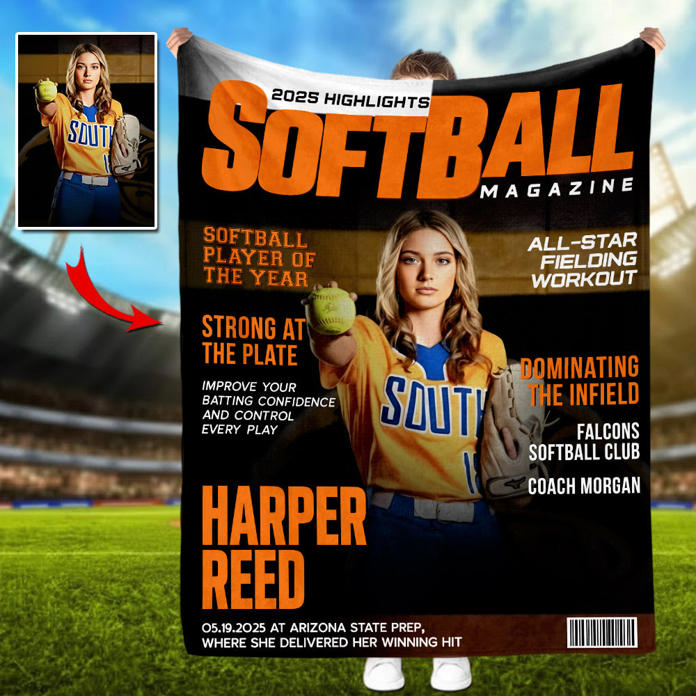 Personalized Softball Blanket - Gifts For Softball Player