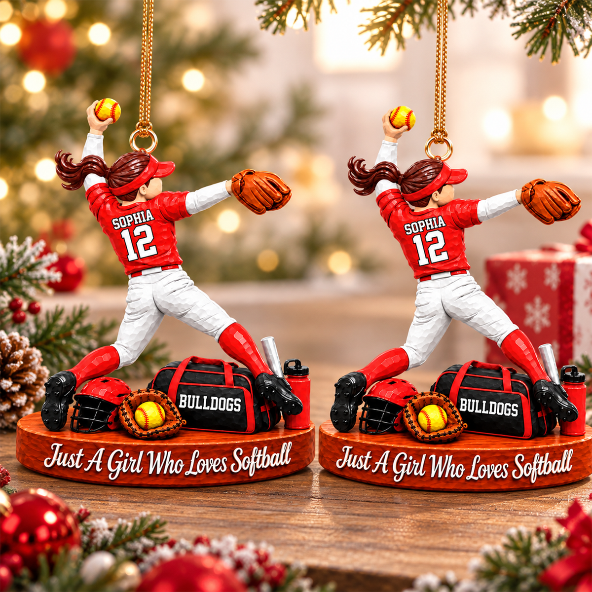 Just A Girl Who Loves Softball, Personalized Softball Ornament, Custom Player Name Gift, Gift For Softball Players Softball Lover Ver3 MI209 Hv01