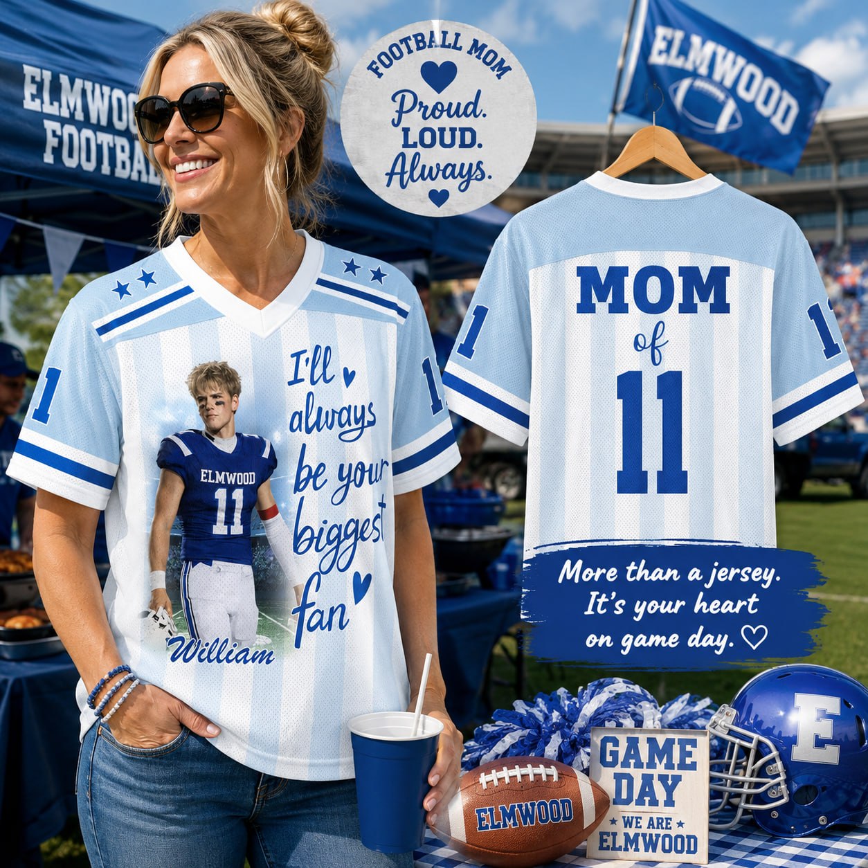 I'll Always Be Your Biggest Fan, Personalized Football Jersey, Custom Photo Gift For Football Lovers For Sport Family Vr1 T1807 Pt99