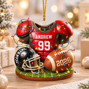 Personalized Football Ornament 2026, Custom Jersey & Helmet Keepsake T24