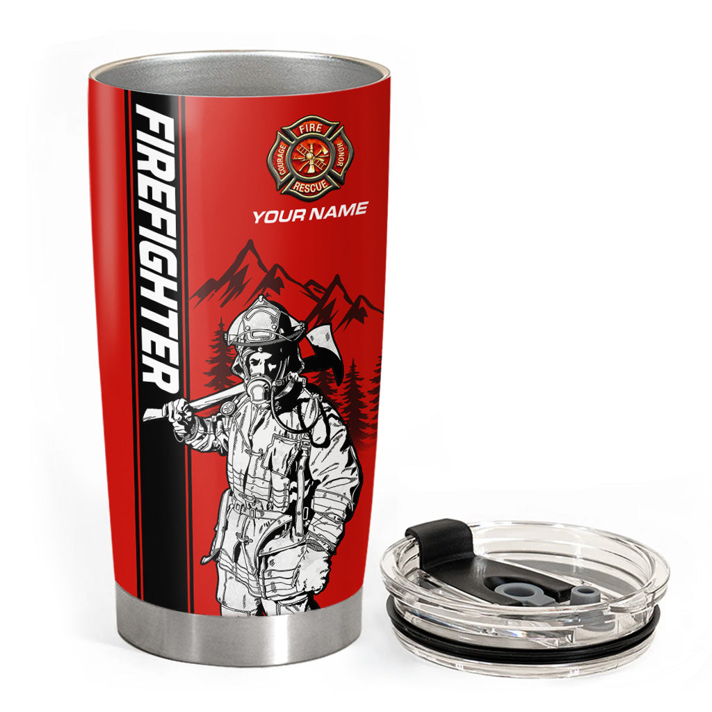 Personalized Tumbler For Firefighter, Custom Logo Name Department Tumbler, Gift For Firefighter, For Father's Day T1807 Hv01