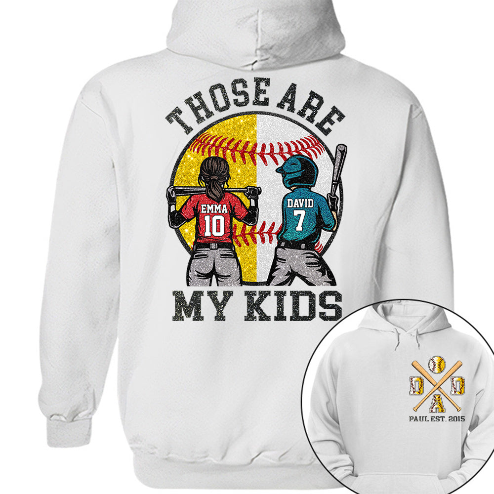Those Are My Kids Custom Baseball Softball Dad Shirt With Kids Number and Name Gift For Dad, Father's Day T1807 VH01