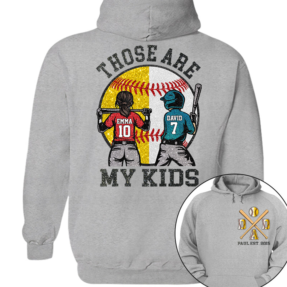 Those Are My Kids Custom Baseball Softball Dad Shirt With Kids Number and Name Gift For Dad, Father's Day T1807 VH01