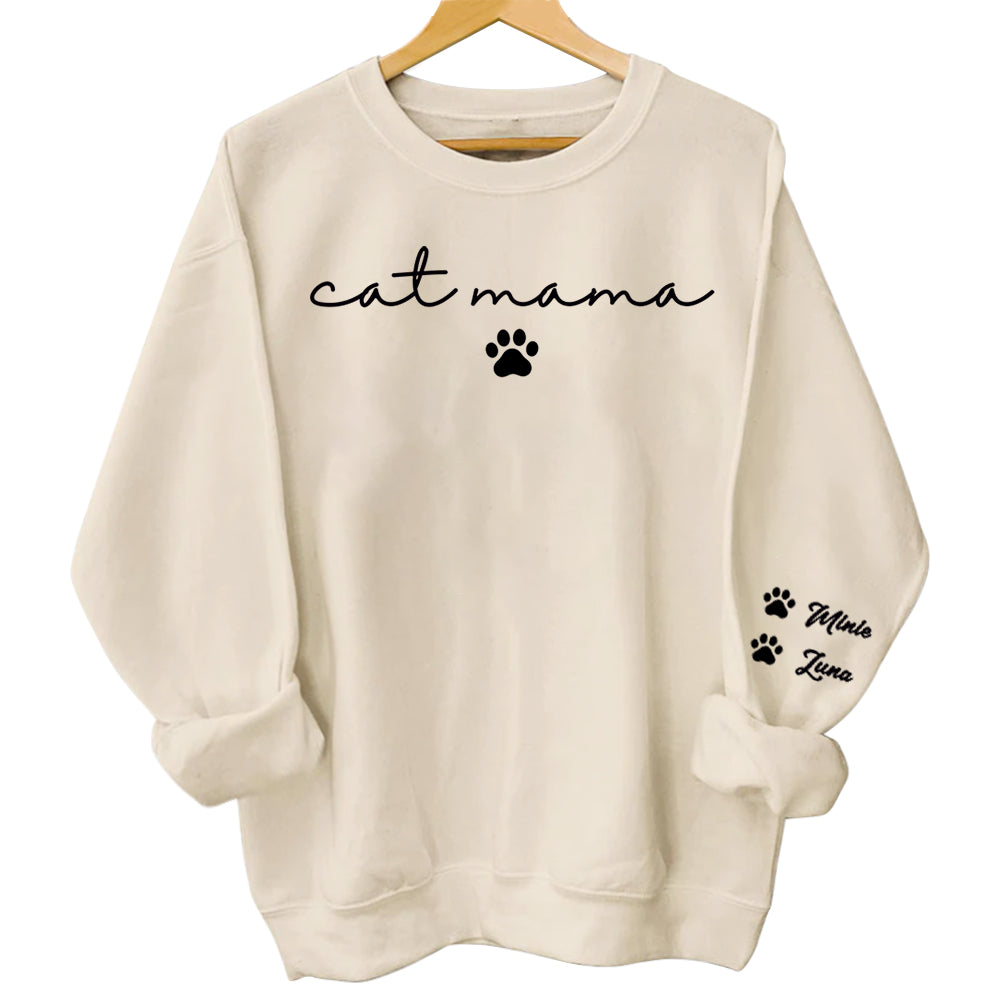 Personalized Cat Mama Sweatshirt With Cat Name, Custom Cat Mom Hoodie, Cute Cat Mommy Outfit, Cat Owner Clothing, Happy Mother's Day Gifts Li29
