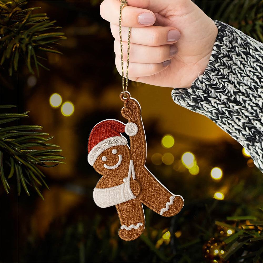 Injury Christmas Arcylic Ornament, Funny Gingerbread Xmas Ornament, Broken Arm Holiday Decor, Ornament Gift T18 VH01