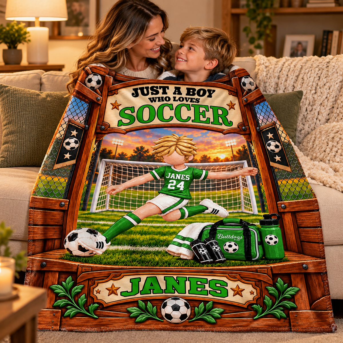 Just A Boy Who Loves Soccer - Personalized Soccer Blanket - Custom Name Gift - Gift For Soccer Lover Na02 Tm01 KL07