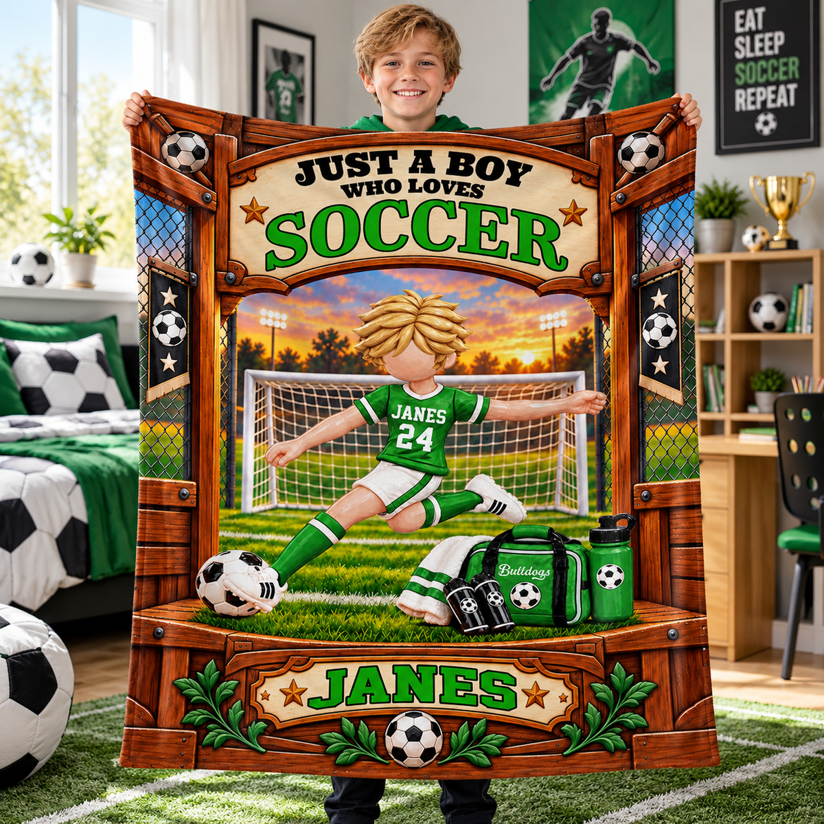 Just A Boy Who Loves Soccer - Personalized Soccer Blanket - Custom Name Gift - Gift For Soccer Lover Na02 Tm01 KL07