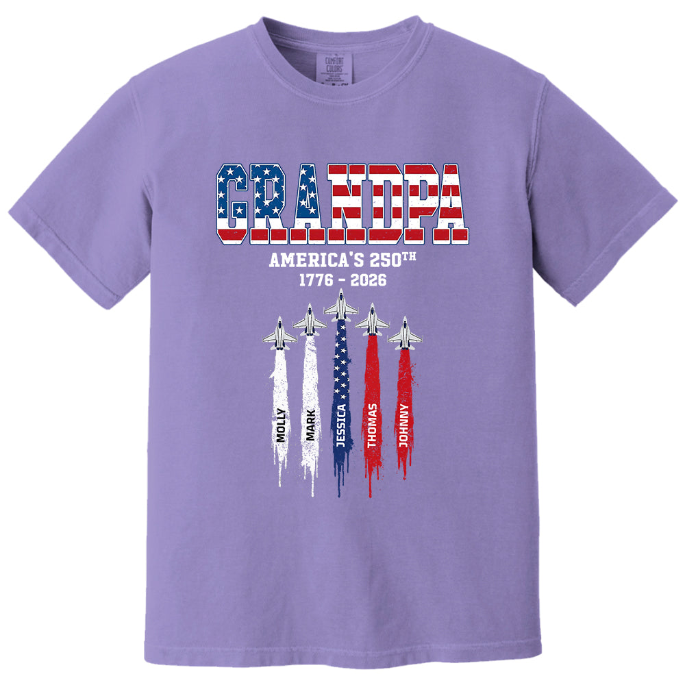 American Grandpa, Personalized Shirt Custom Kids Names Nation Flag American 250th Anniversary,  Father's Day Gift For Dad, Grandpa MI209 VH01