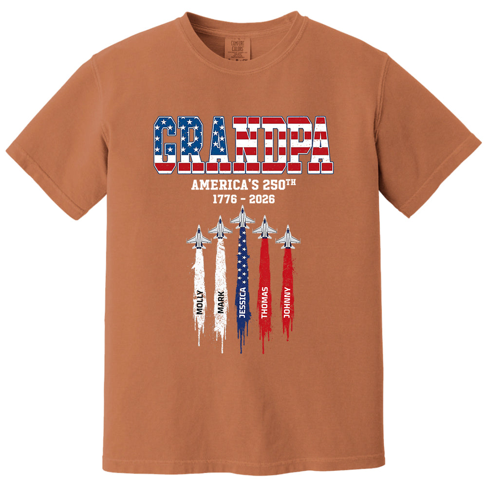 American Grandpa, Personalized Shirt Custom Kids Names Nation Flag American 250th Anniversary,  Father's Day Gift For Dad, Grandpa MI209 VH01