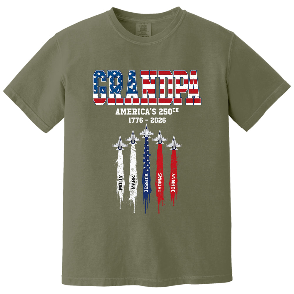 American Grandpa, Personalized Shirt Custom Kids Names Nation Flag American 250th Anniversary,  Father's Day Gift For Dad, Grandpa MI209 VH01