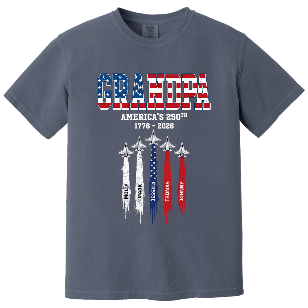 American Grandpa, Personalized Shirt Custom Kids Names Nation Flag American 250th Anniversary,  Father's Day Gift For Dad, Grandpa MI209 VH01