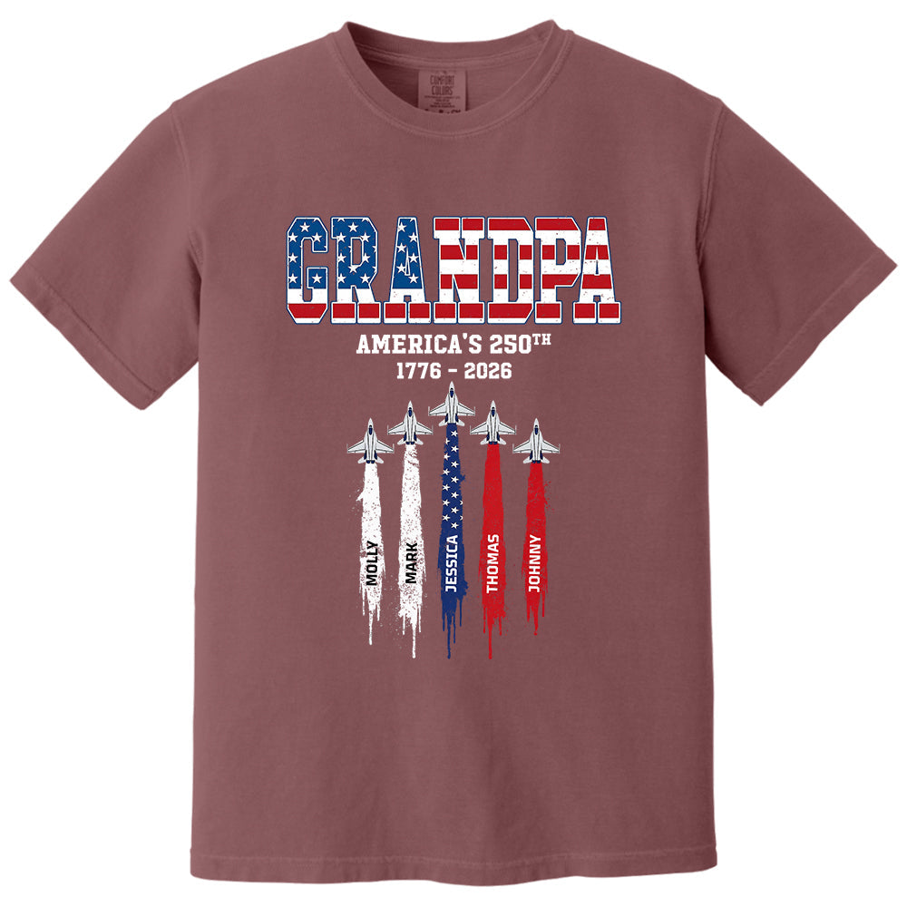 American Grandpa, Personalized Shirt Custom Kids Names Nation Flag American 250th Anniversary,  Father's Day Gift For Dad, Grandpa MI209 VH01