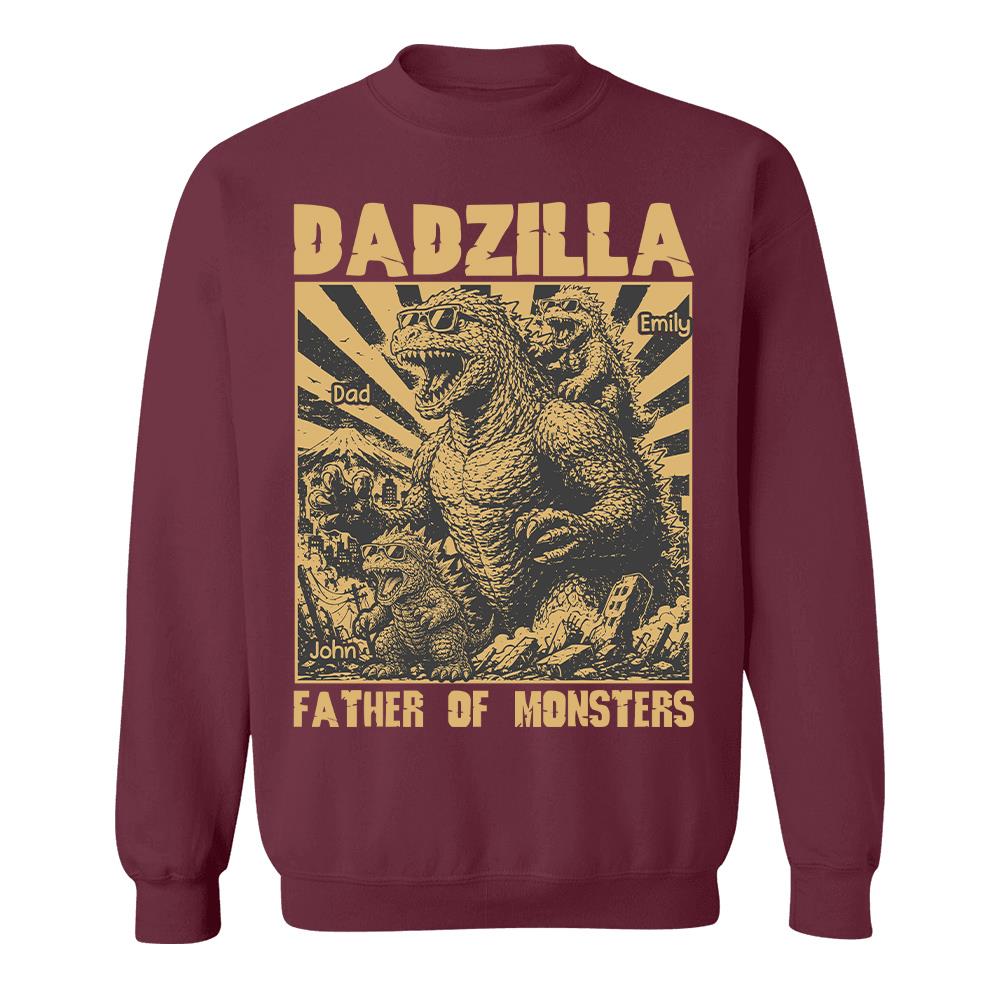 Personalized Dadzilla T-Shirt Father Day Gifts for Dad Funny Papa Tshirt Cool Daddy Dinosaur Tee Vr2