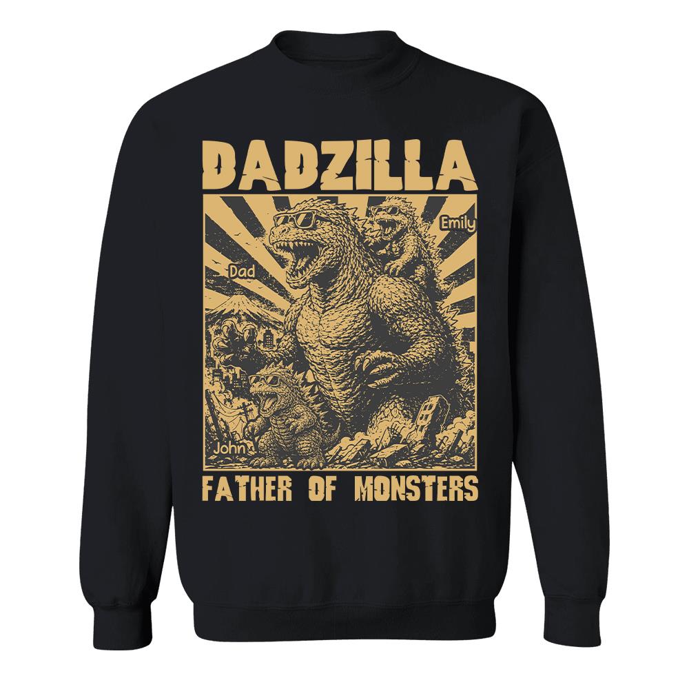 Personalized Dadzilla T-Shirt Father Day Gifts for Dad Funny Papa Tshirt Cool Daddy Dinosaur Tee Vr2