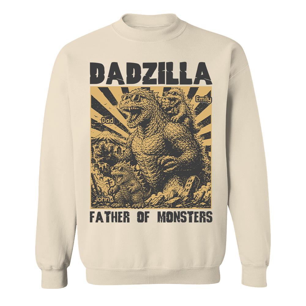 Personalized Dadzilla T-Shirt Father Day Gifts for Dad Funny Papa Tshirt Cool Daddy Dinosaur Tee Vr2