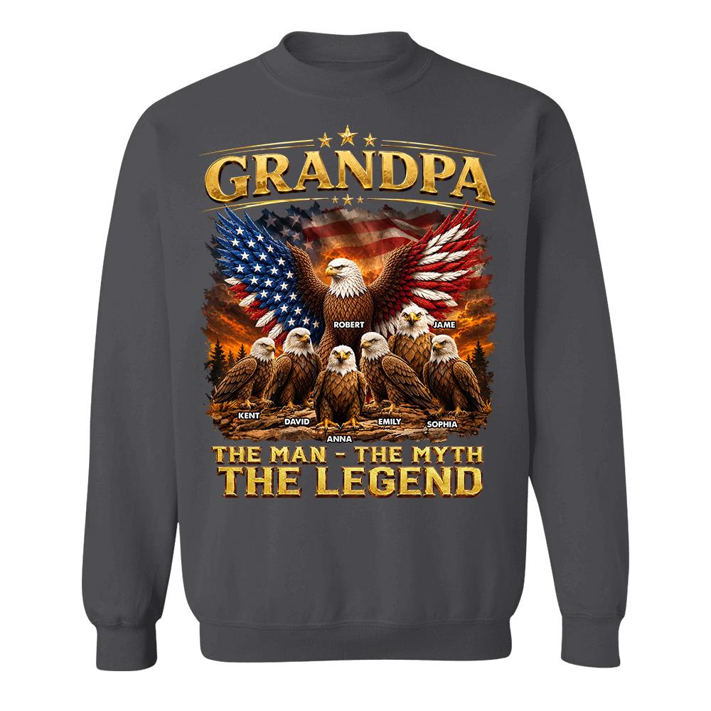 Grandpa Eagle - Personalized Shirt For Grandpa & Dad Vintage Shirt NA04 Hv01
